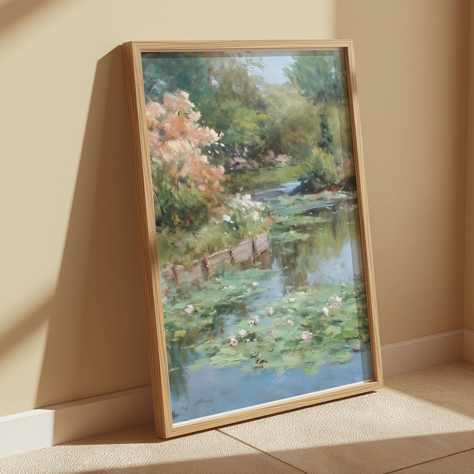 Premium Poster of Beautiful Water Lily Pond Art Canvas Wall Posters