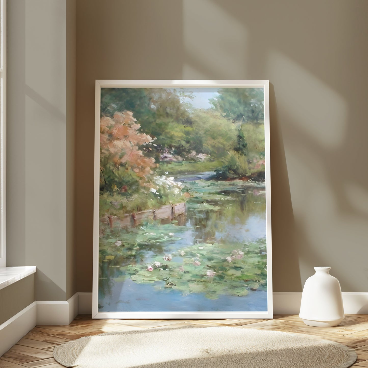 Premium Poster of Beautiful Water Lily Pond Art Canvas Wall Posters