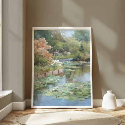 Premium Poster of Beautiful Water Lily Pond Art Canvas Wall Posters