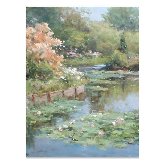Premium Poster of Beautiful Water Lily Pond Art Canvas Wall Posters