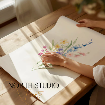 Premium Poster of Beautiful Watercolor Botanical Art Floral Design Posters