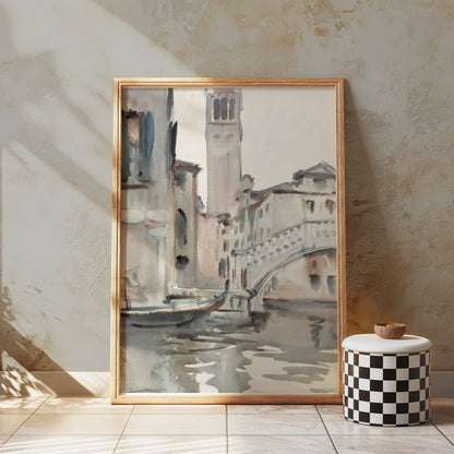 Premium Poster of Beautiful Watercolor Scene of Venice Canals Posters