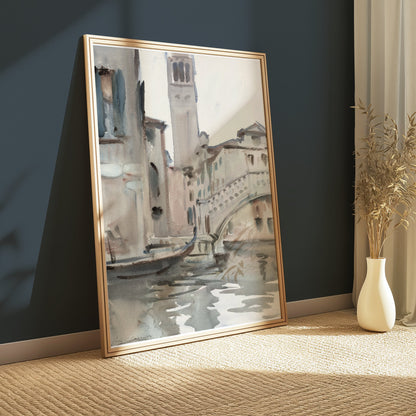 Premium Poster of Beautiful Watercolor Scene of Venice Canals Posters