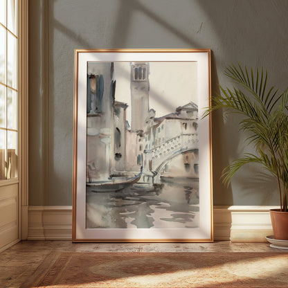 Premium Poster of Beautiful Watercolor Scene of Venice Canals Posters
