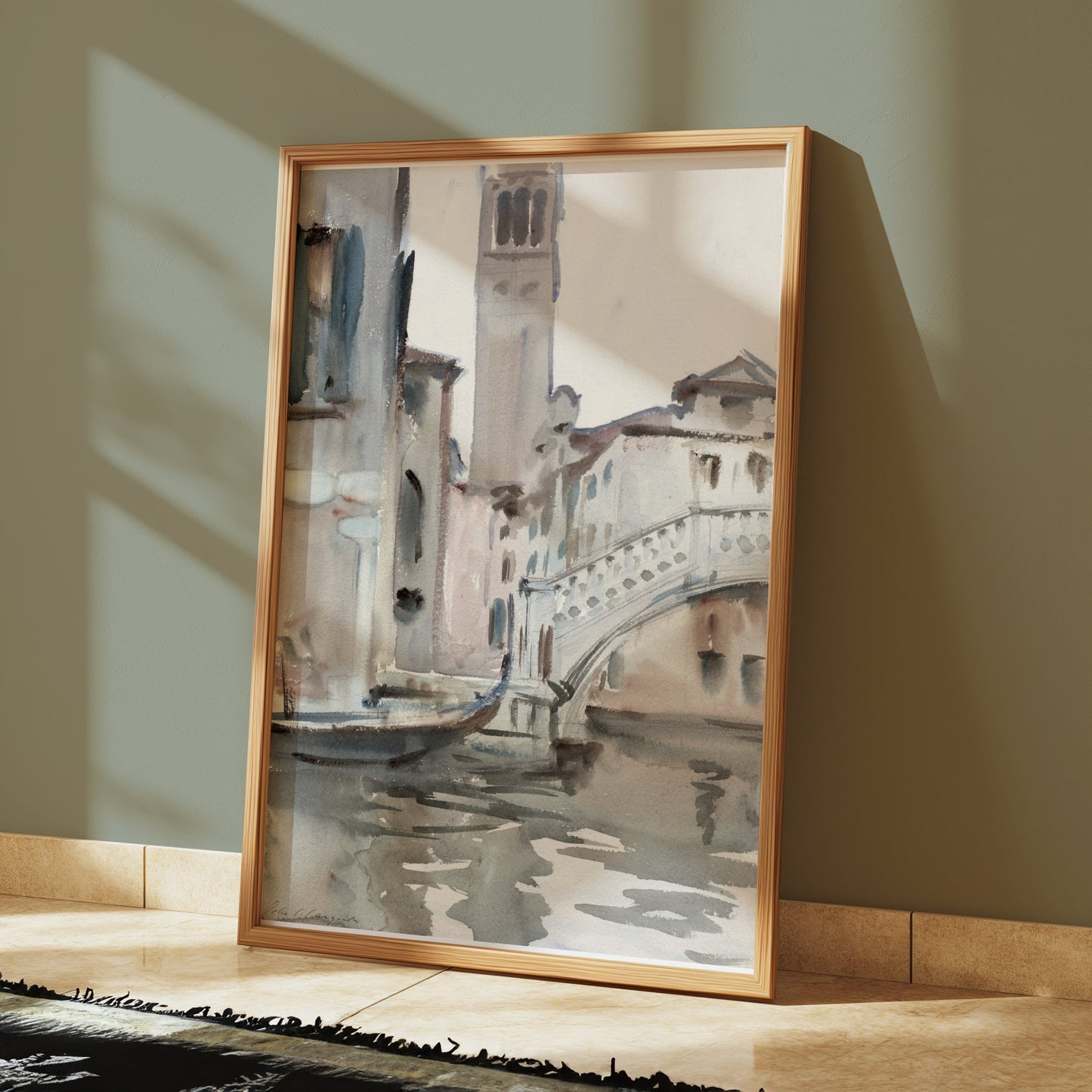 Premium Poster of Beautiful Watercolor Scene of Venice Canals Posters
