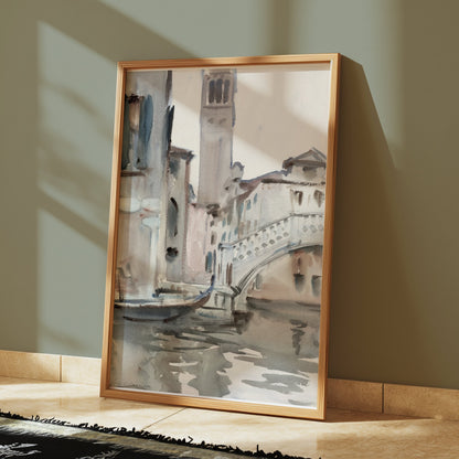 Premium Poster of Beautiful Watercolor Scene of Venice Canals Posters