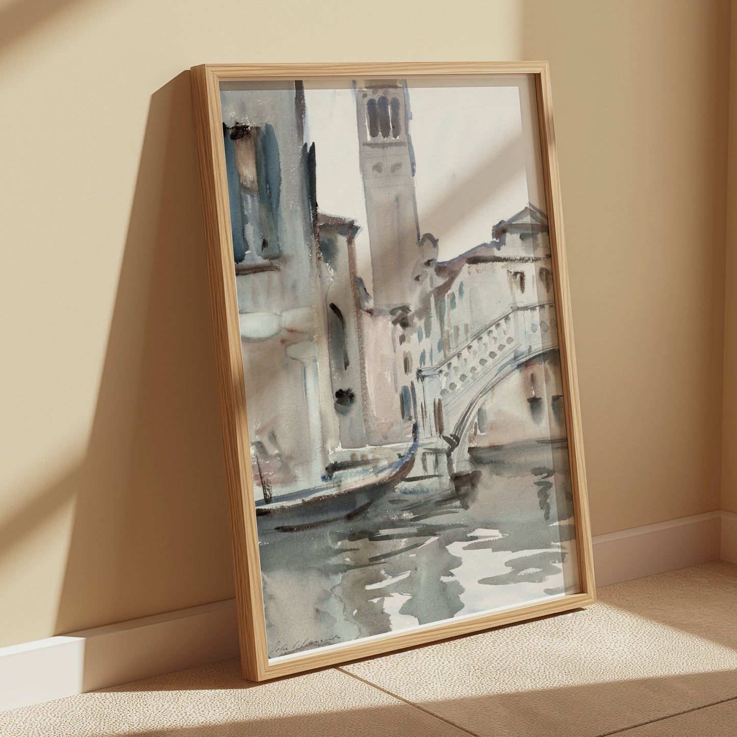 Premium Poster of Beautiful Watercolor Scene of Venice Canals Posters