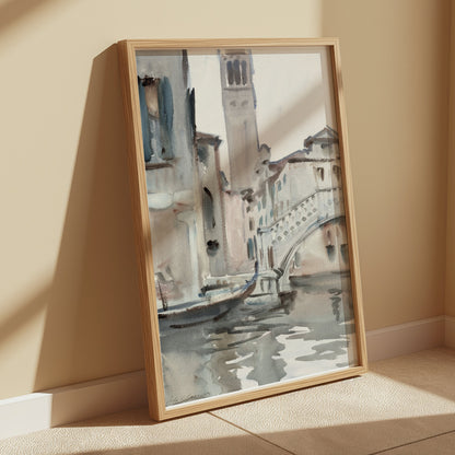 Premium Poster of Beautiful Watercolor Scene of Venice Canals Posters