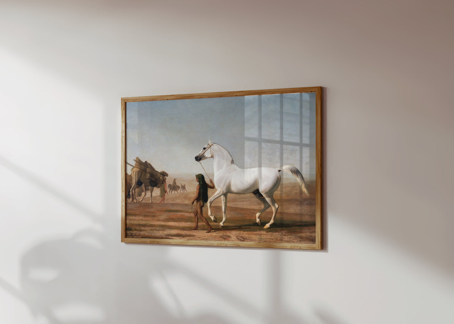 Premium Poster of Beautiful White Horse Walking Through Desert Posters