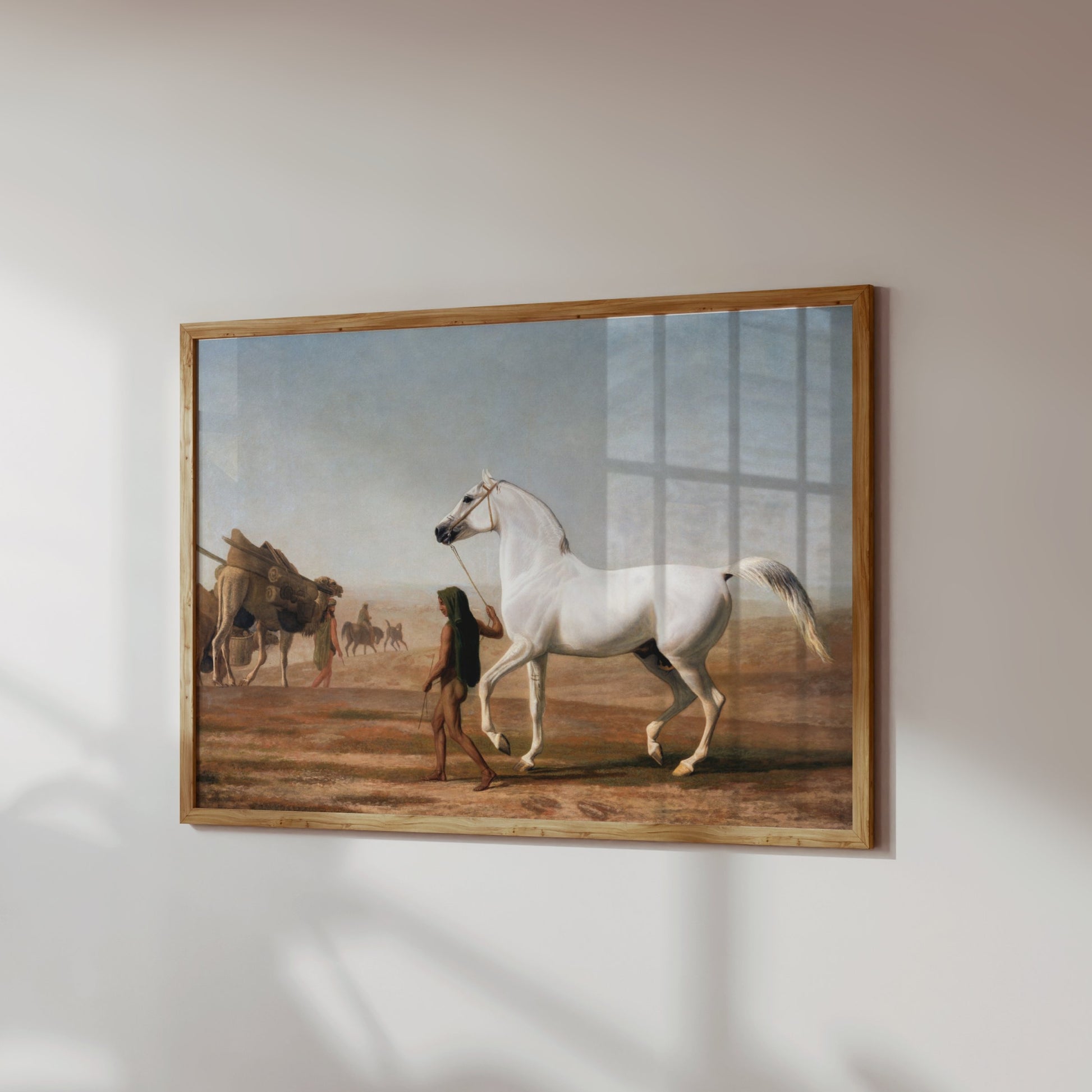 Premium Poster of Beautiful White Horse Walking Through Desert Posters