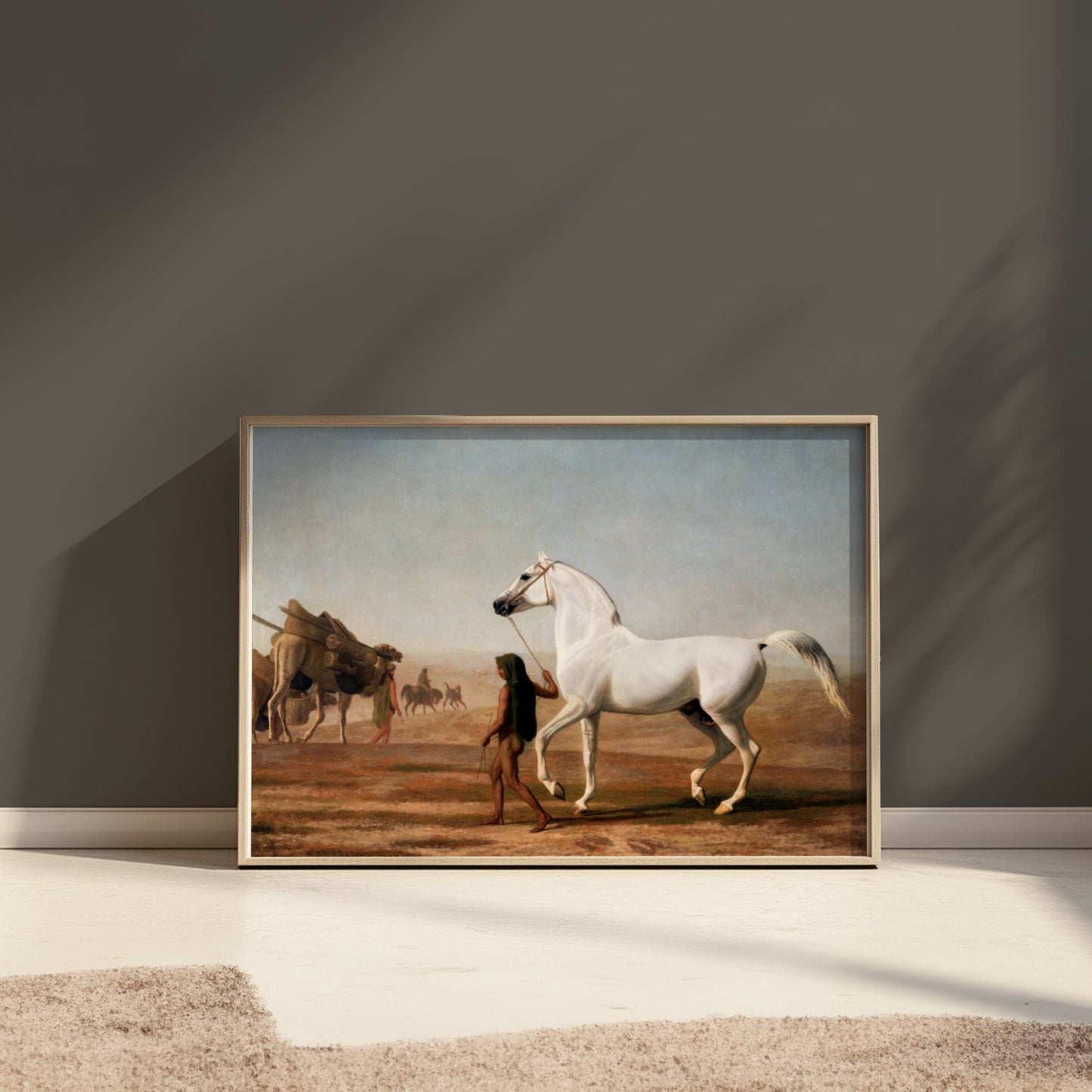 Premium Poster of Beautiful White Horse Walking Through Desert Posters