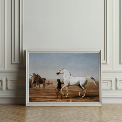 Premium Poster of Beautiful White Horse Walking Through Desert Posters