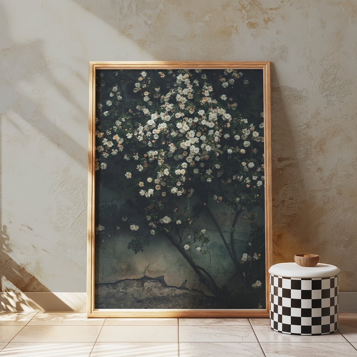 Premium Poster of Beautiful White Roses on Green Wall Art Posters