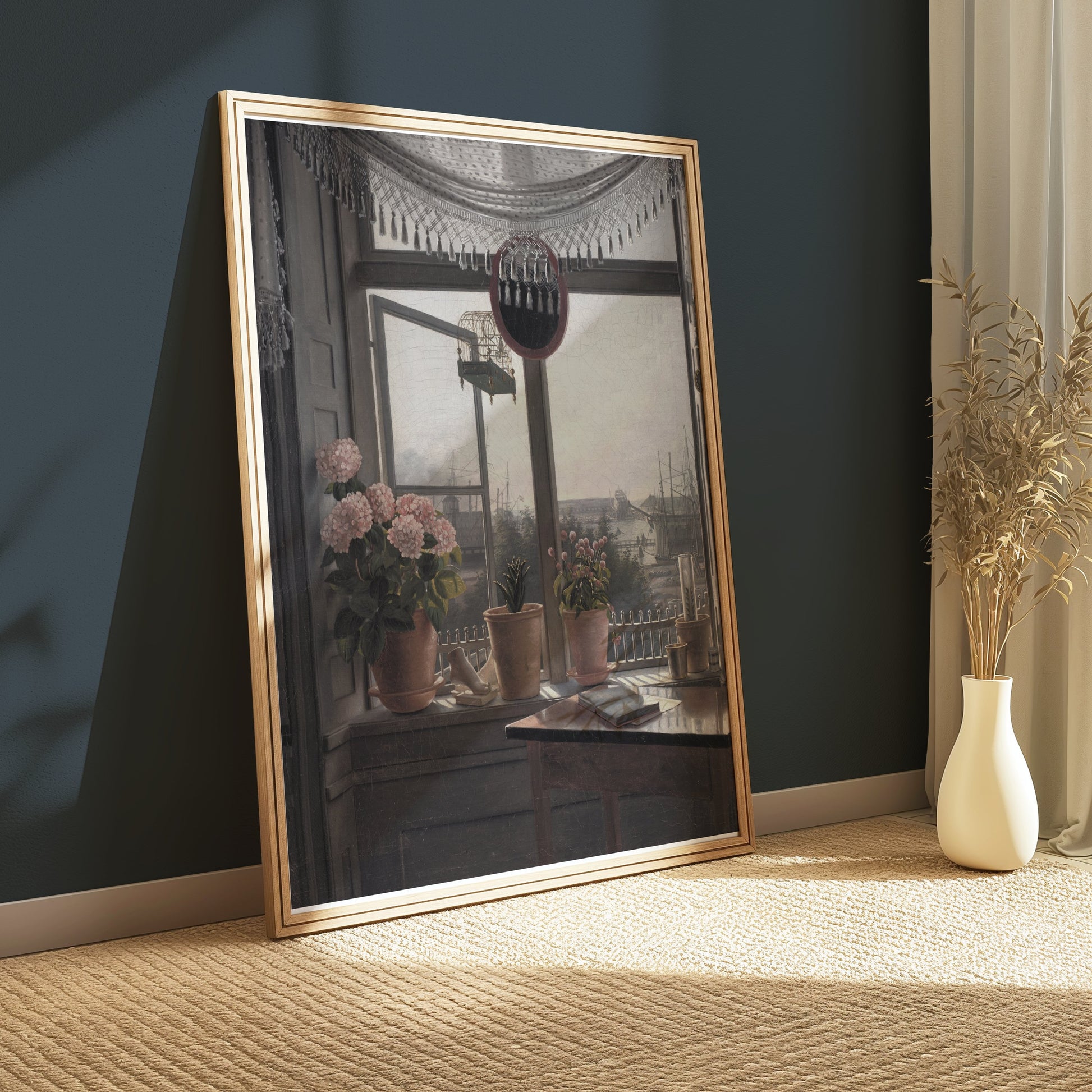 Premium Poster of Beautiful Window View with Potted Plants Posters