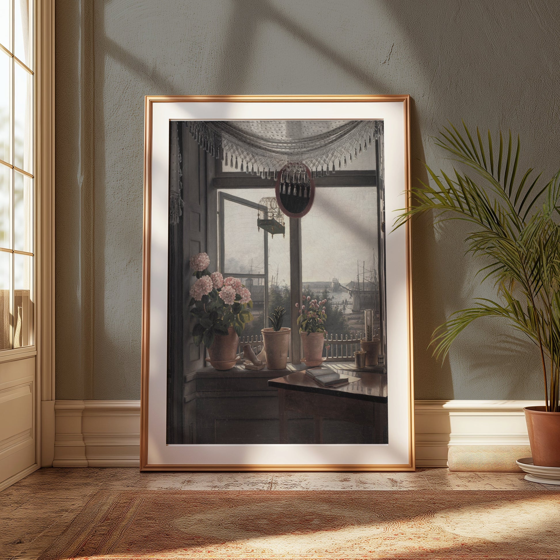 Premium Poster of Beautiful Window View with Potted Plants Posters