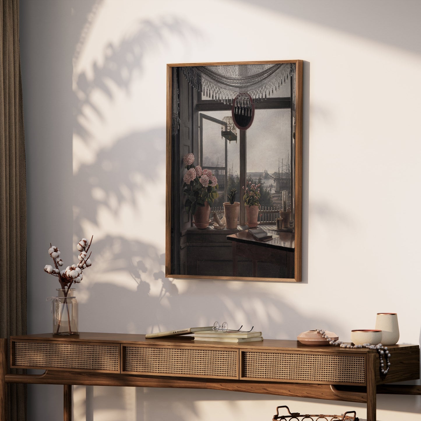 Premium Poster of Beautiful Window View with Potted Plants Posters