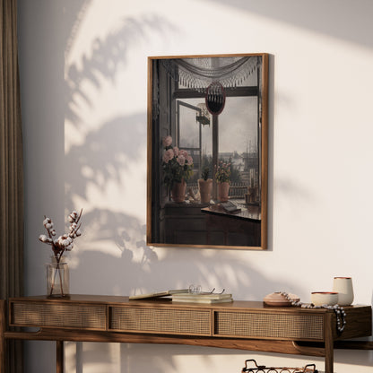 Premium Poster of Beautiful Window View with Potted Plants Posters