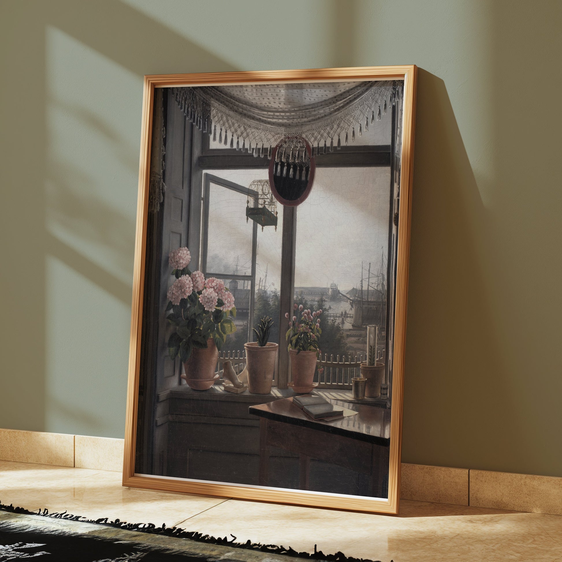 Premium Poster of Beautiful Window View with Potted Plants Posters