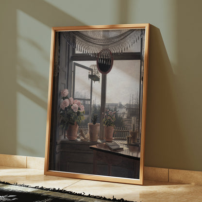 Premium Poster of Beautiful Window View with Potted Plants Posters