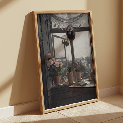 Premium Poster of Beautiful Window View with Potted Plants Posters