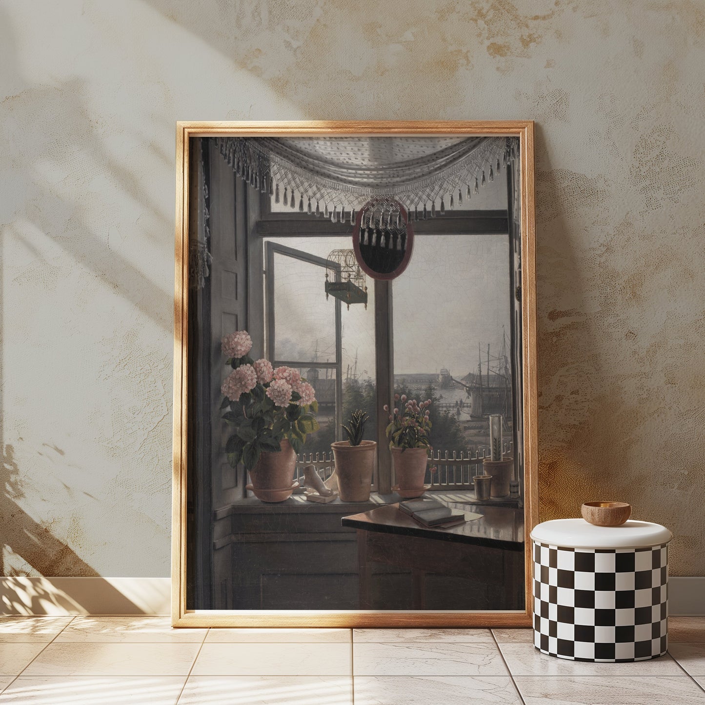 Premium Poster of Beautiful Window View with Potted Plants Posters