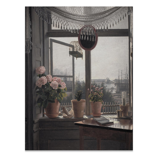 Premium Poster of Beautiful Window View with Potted Plants Posters