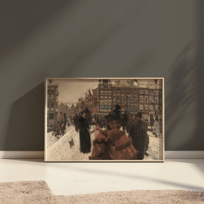 Premium Poster of Beautiful Winter Scene With People Posters