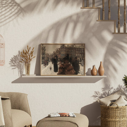 Premium Poster of Beautiful Winter Scene With People Posters