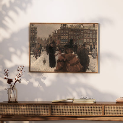 Premium Poster of Beautiful Winter Scene With People Posters