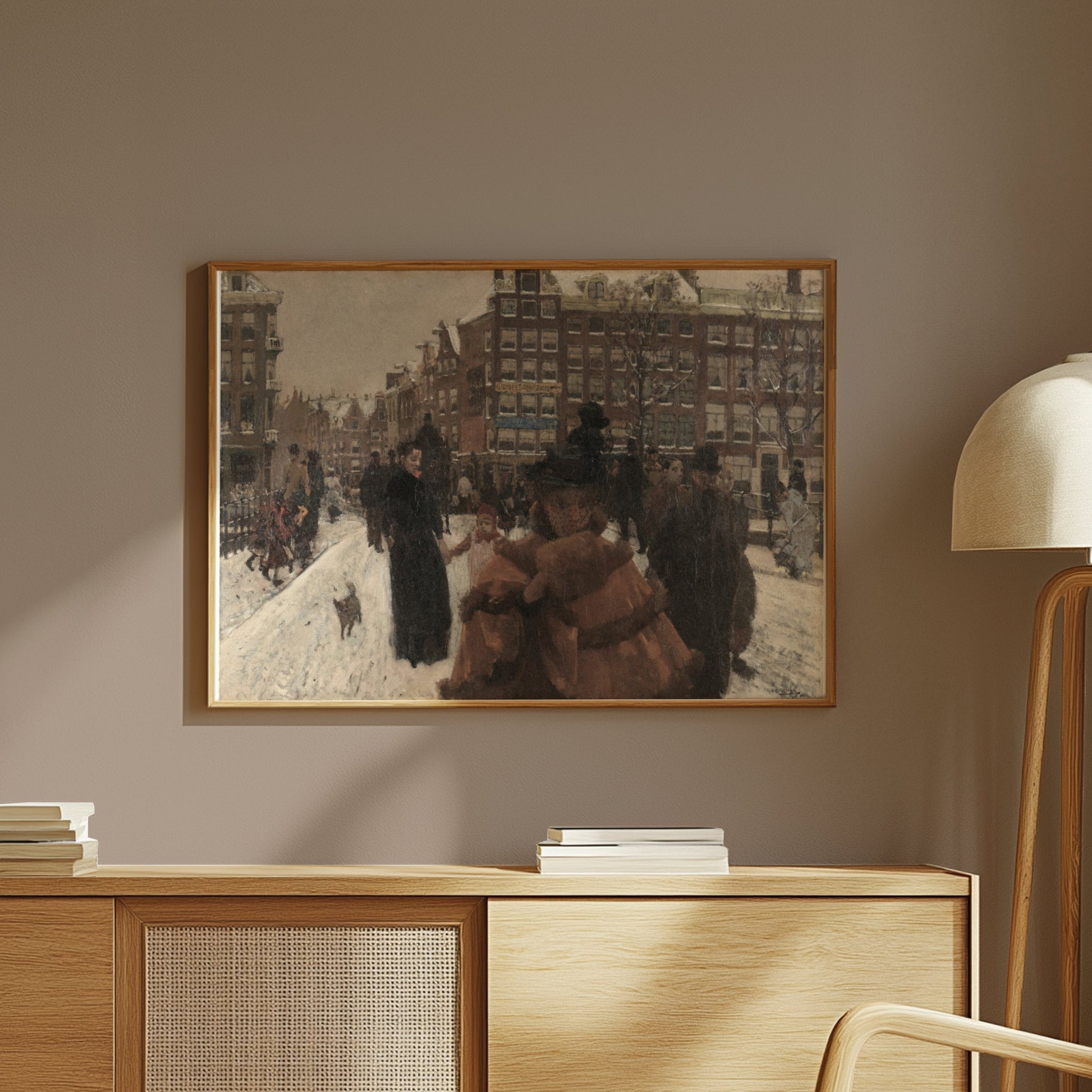 Premium Poster of Beautiful Winter Scene With People Posters