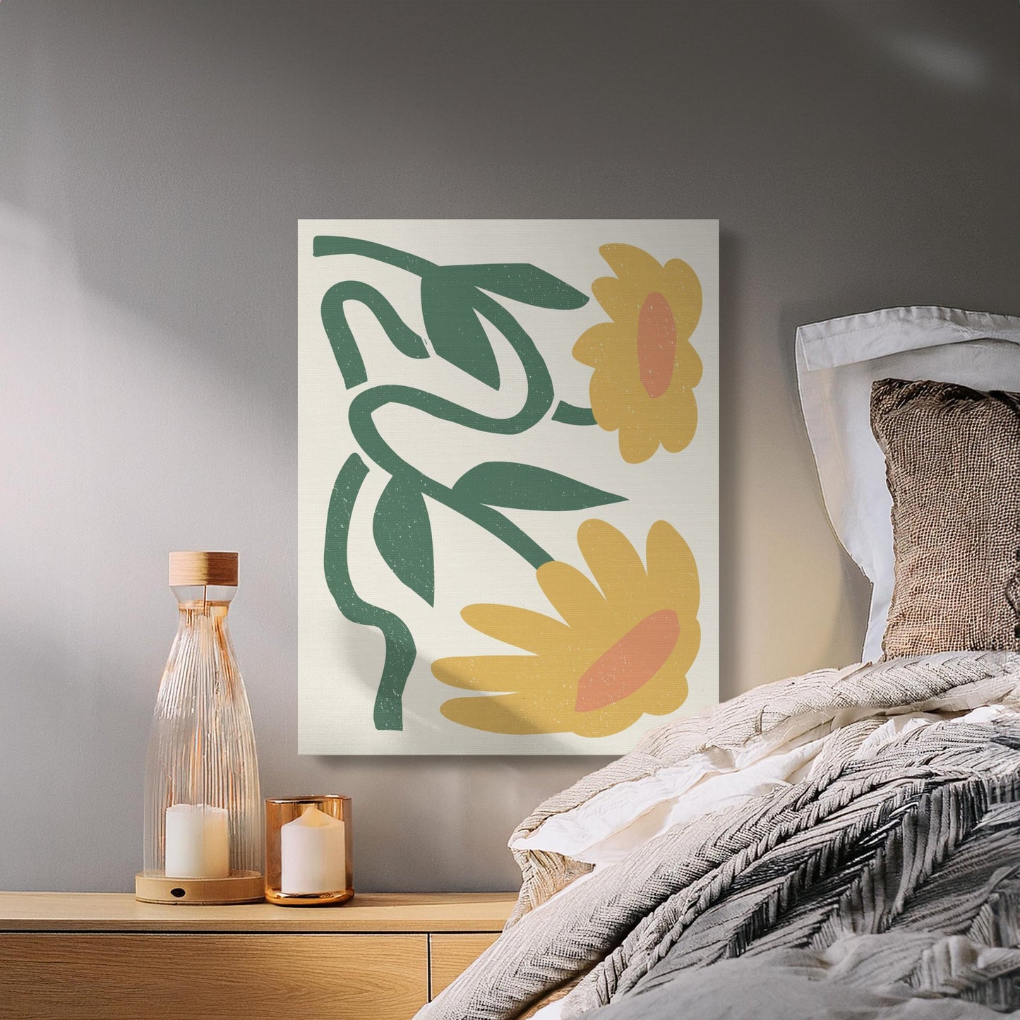 Premium Poster of Beautiful Yellow Flowers on Twisting Stem Canvas Wraps