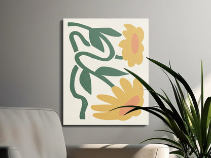 Premium Poster of Beautiful Yellow Flowers on Twisting Stem Canvas Wraps