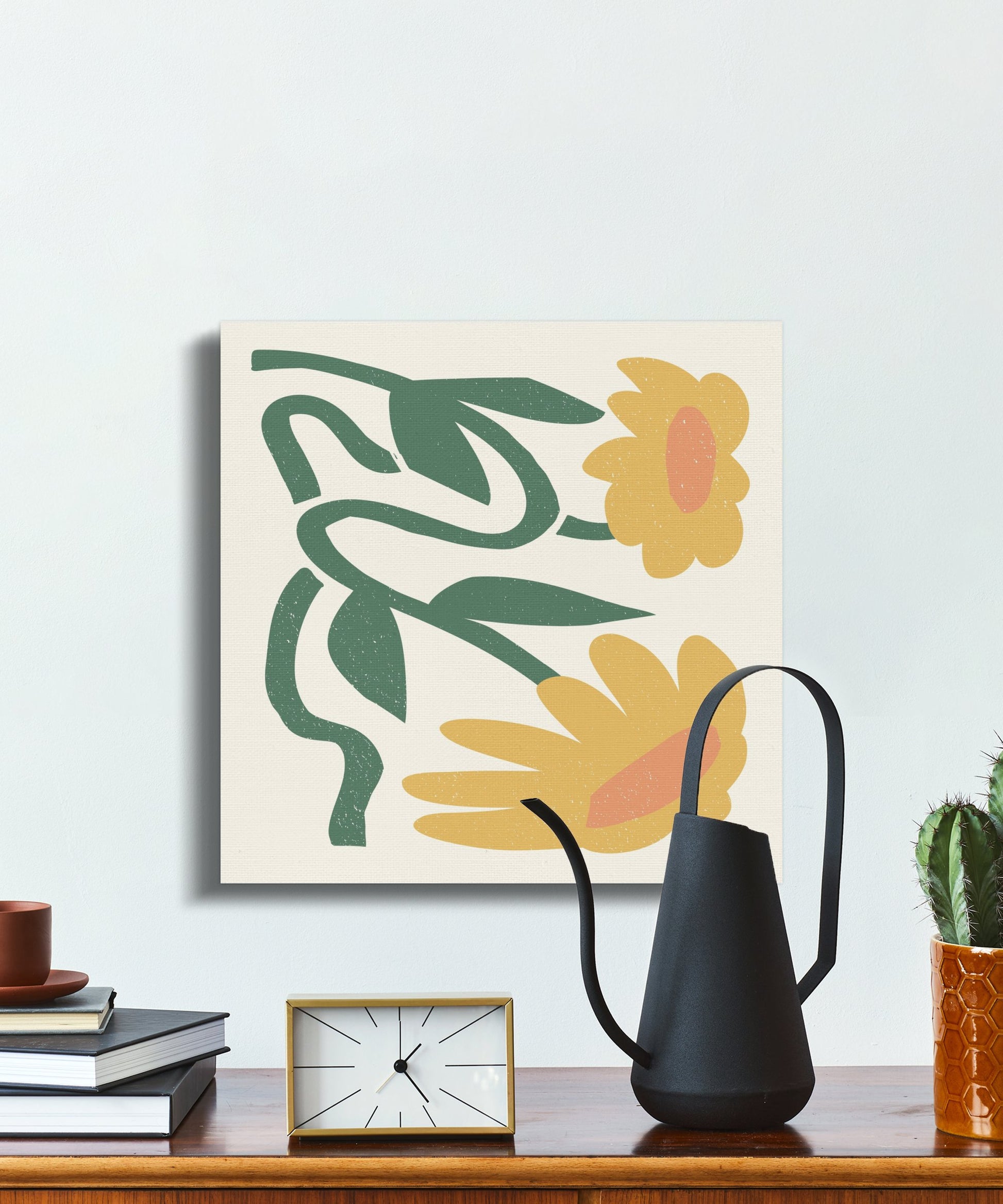 Premium Poster of Beautiful Yellow Flowers on Twisting Stem Canvas Wraps