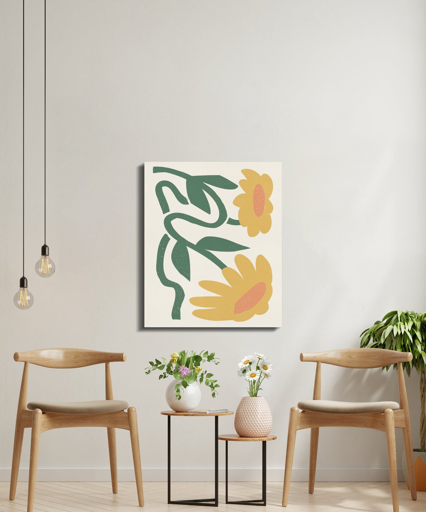 Premium Poster of Beautiful Yellow Flowers on Twisting Stem Canvas Wraps