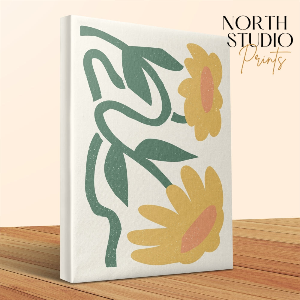 Premium Poster of Beautiful Yellow Flowers on Twisting Stem Canvas Wraps