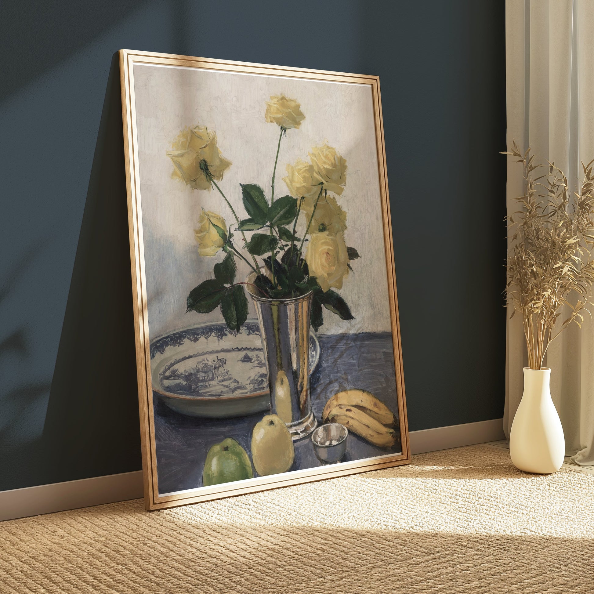 Premium Poster of Beautiful Yellow Roses with Fruit Still Life Posters