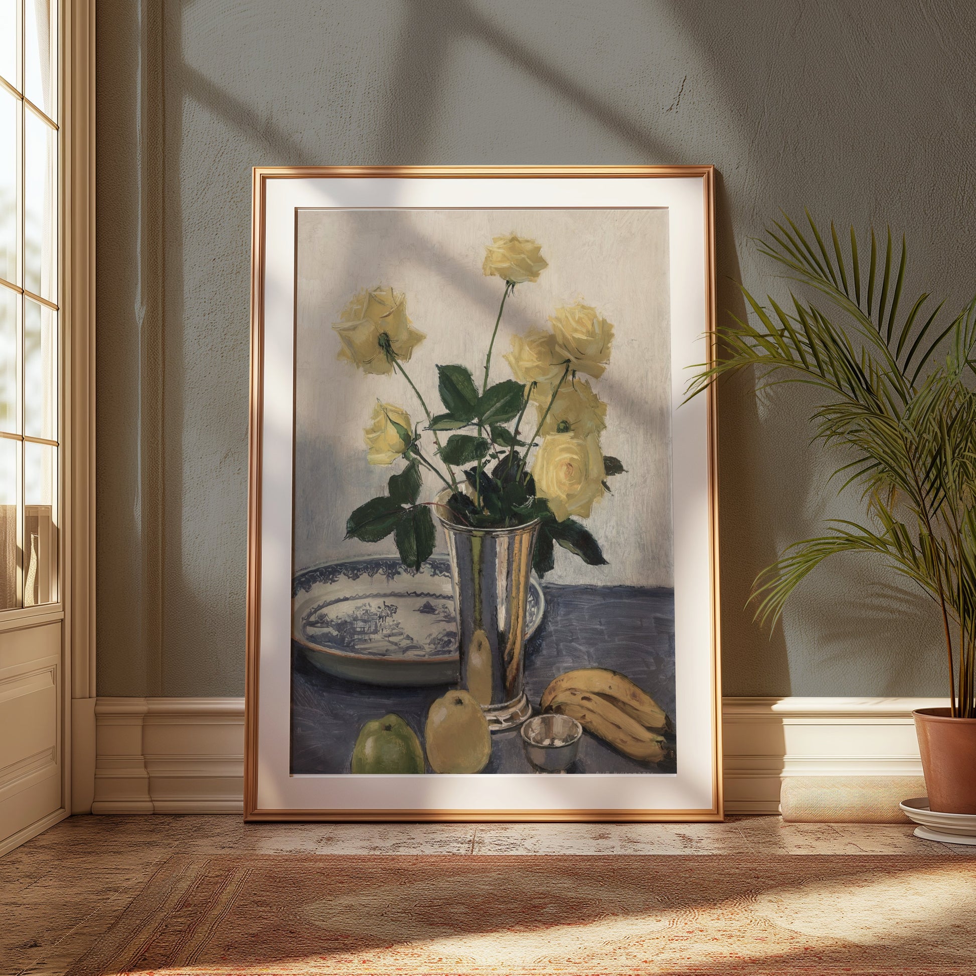 Premium Poster of Beautiful Yellow Roses with Fruit Still Life Posters