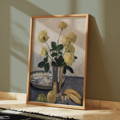 Premium Poster of Beautiful Yellow Roses with Fruit Still Life Posters