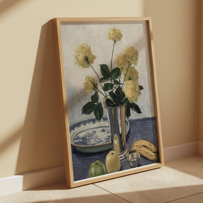 Premium Poster of Beautiful Yellow Roses with Fruit Still Life Posters