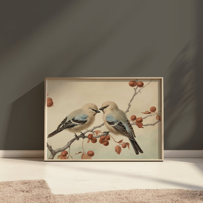 Premium Poster of Beautifully Designed Birds on a Branch Art Posters