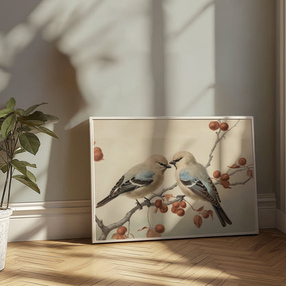 Premium Poster of Beautifully Designed Birds on a Branch Art Posters