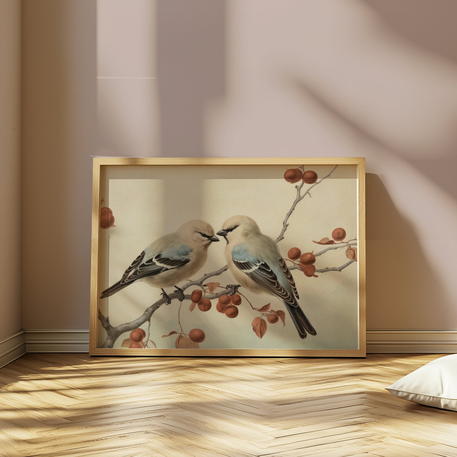 Premium Poster of Beautifully Designed Birds on a Branch Art Posters