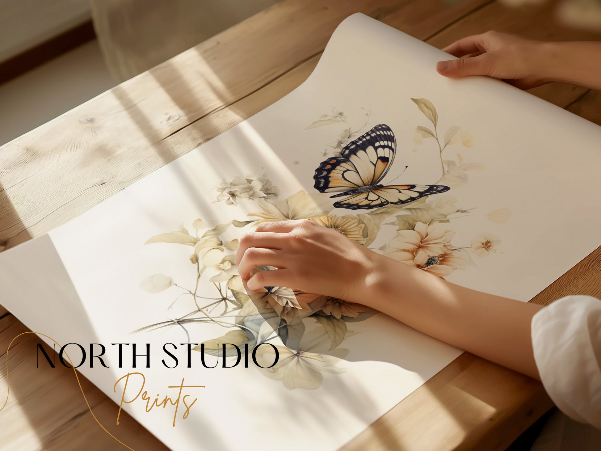 Premium Poster of Beautifully Intricate Butterfly and Floral Design Posters