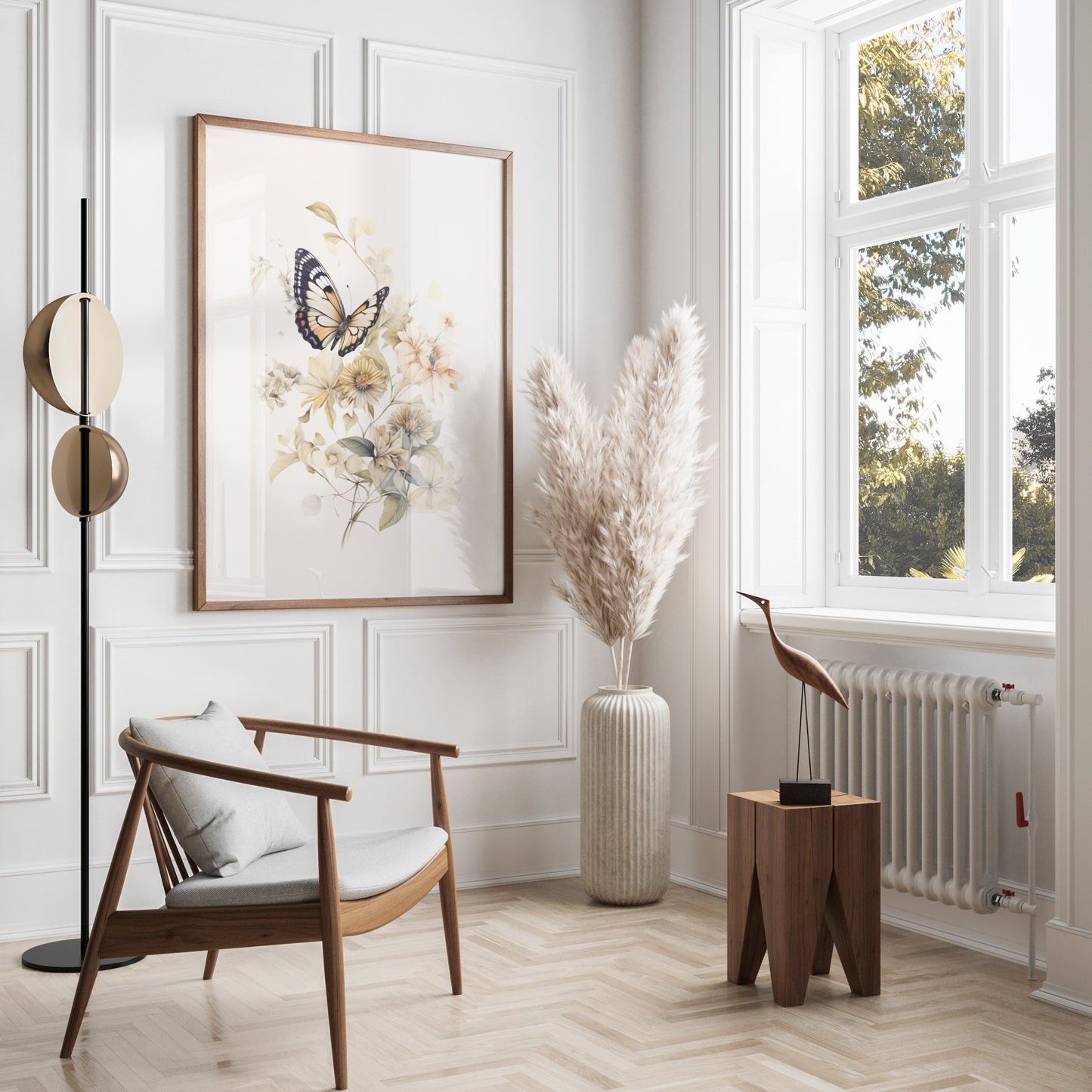 Premium Poster of Beautifully Intricate Butterfly and Floral Design Posters