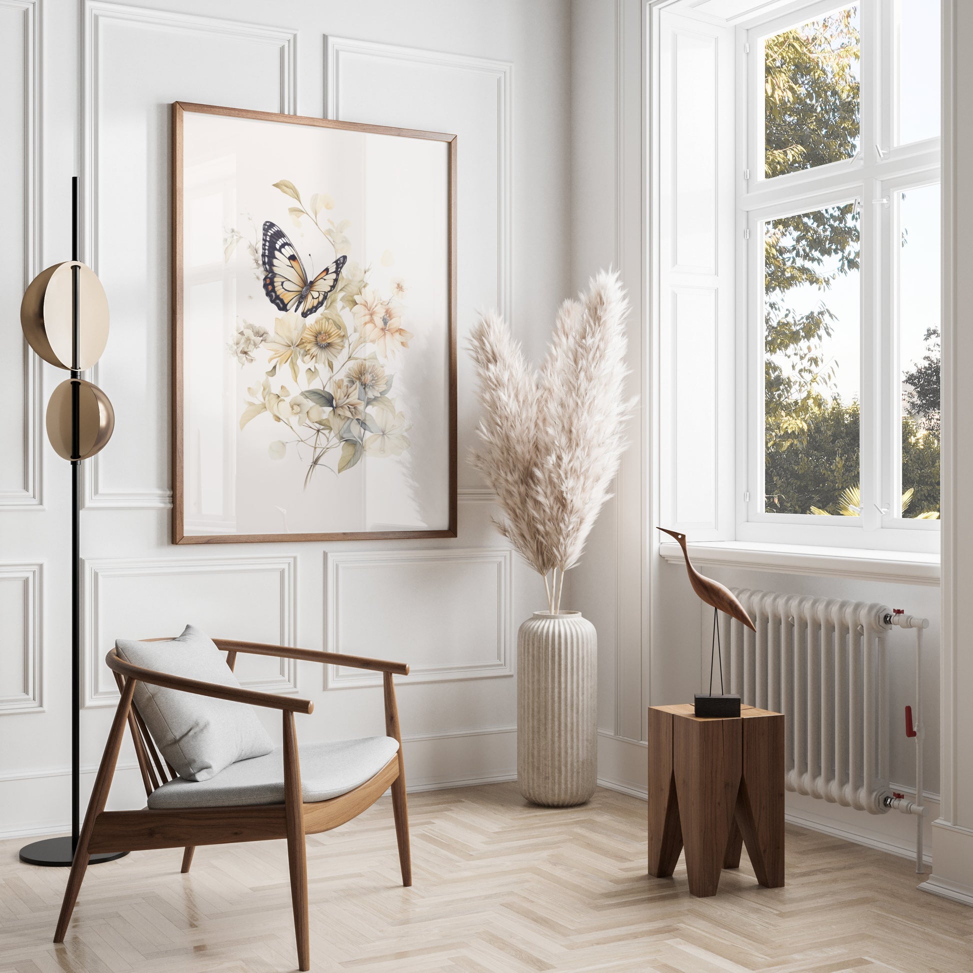 Premium Poster of Beautifully Intricate Butterfly and Floral Design Posters