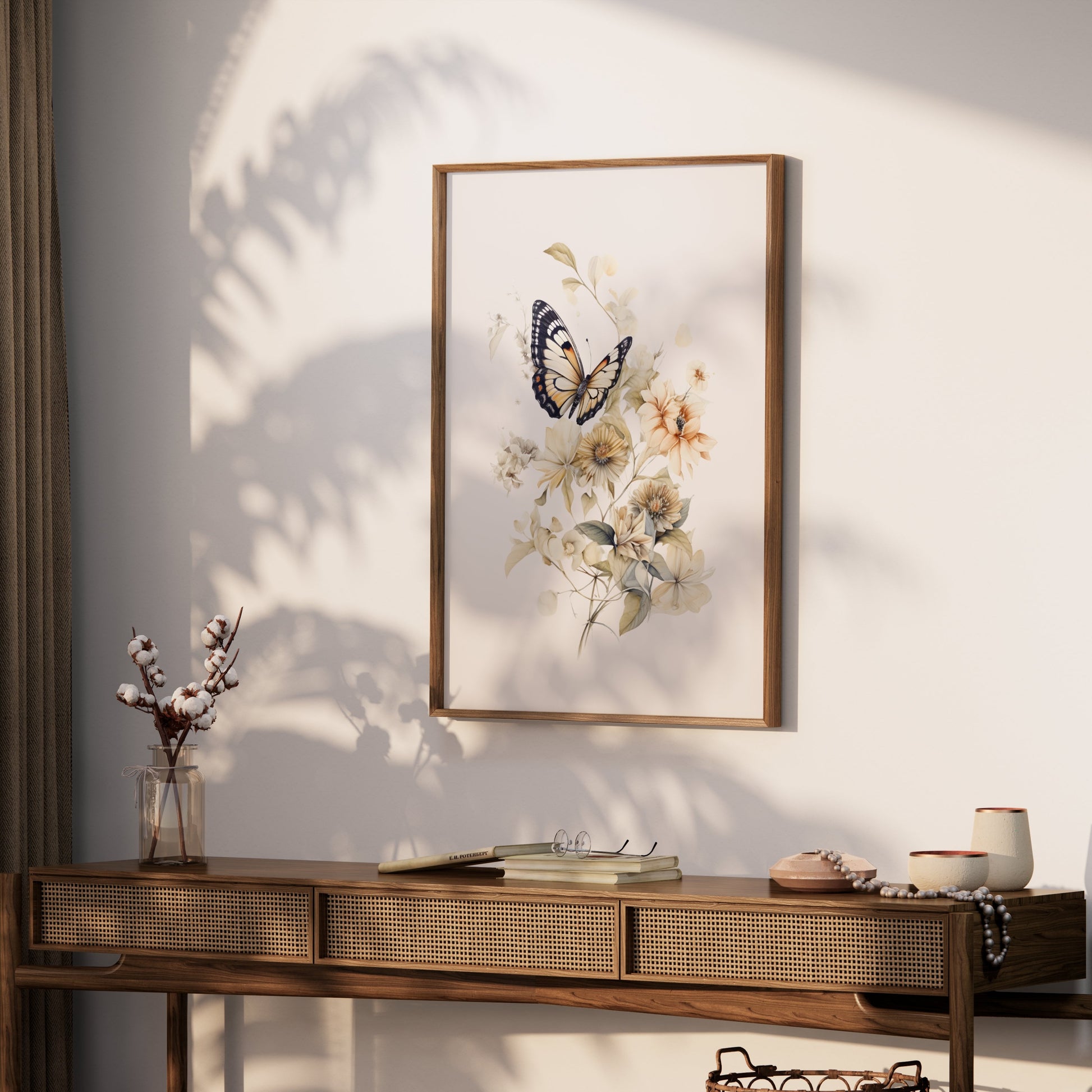 Premium Poster of Beautifully Intricate Butterfly and Floral Design Posters