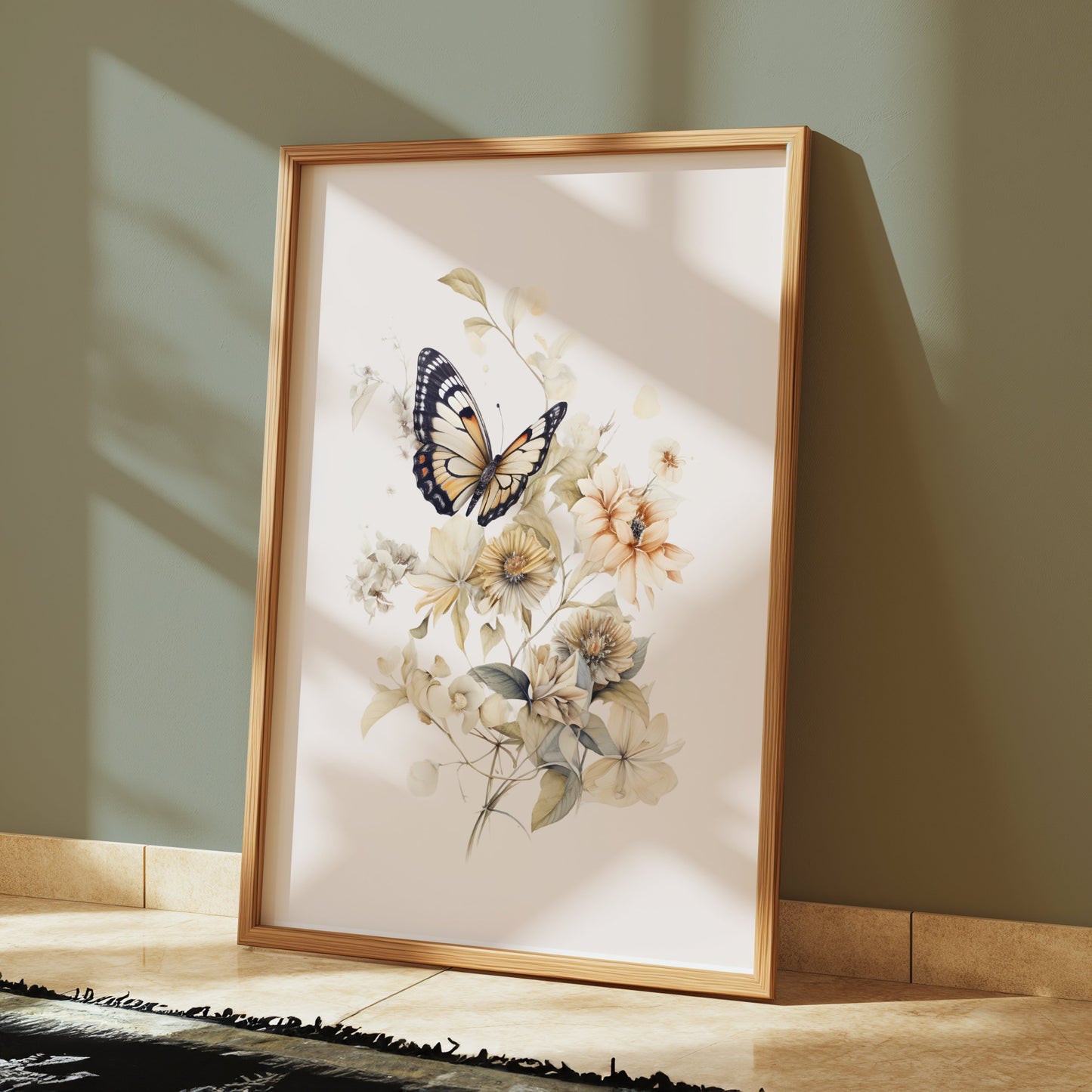 Premium Poster of Beautifully Intricate Butterfly and Floral Design Posters