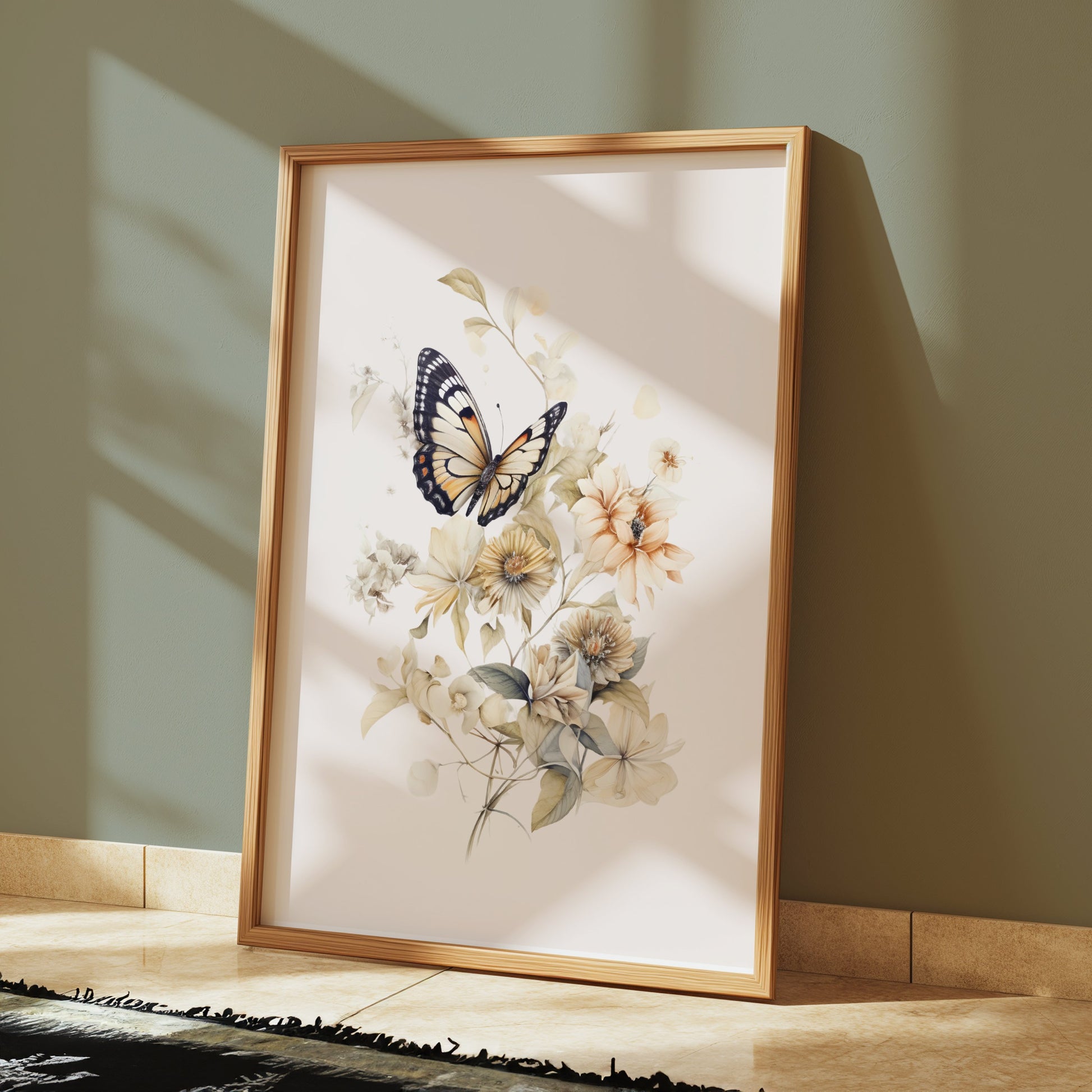 Premium Poster of Beautifully Intricate Butterfly and Floral Design Posters