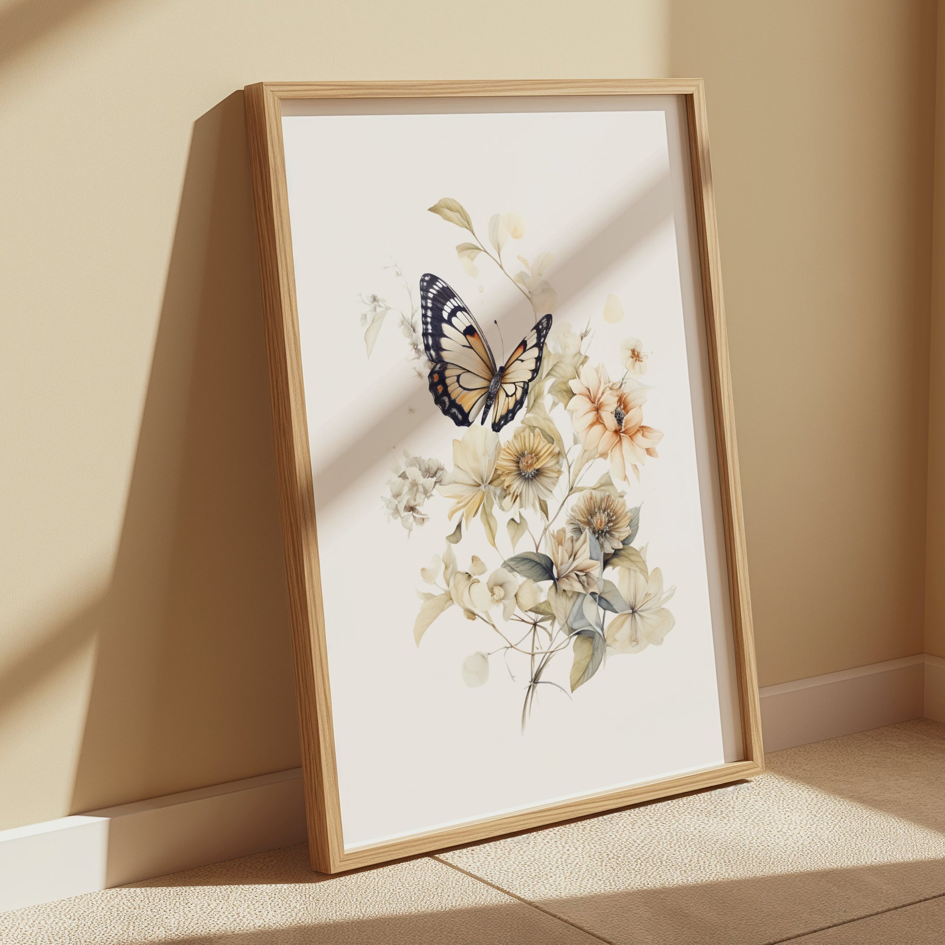 Premium Poster of Beautifully Intricate Butterfly and Floral Design Posters