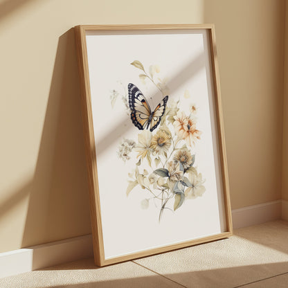 Premium Poster of Beautifully Intricate Butterfly and Floral Design Posters